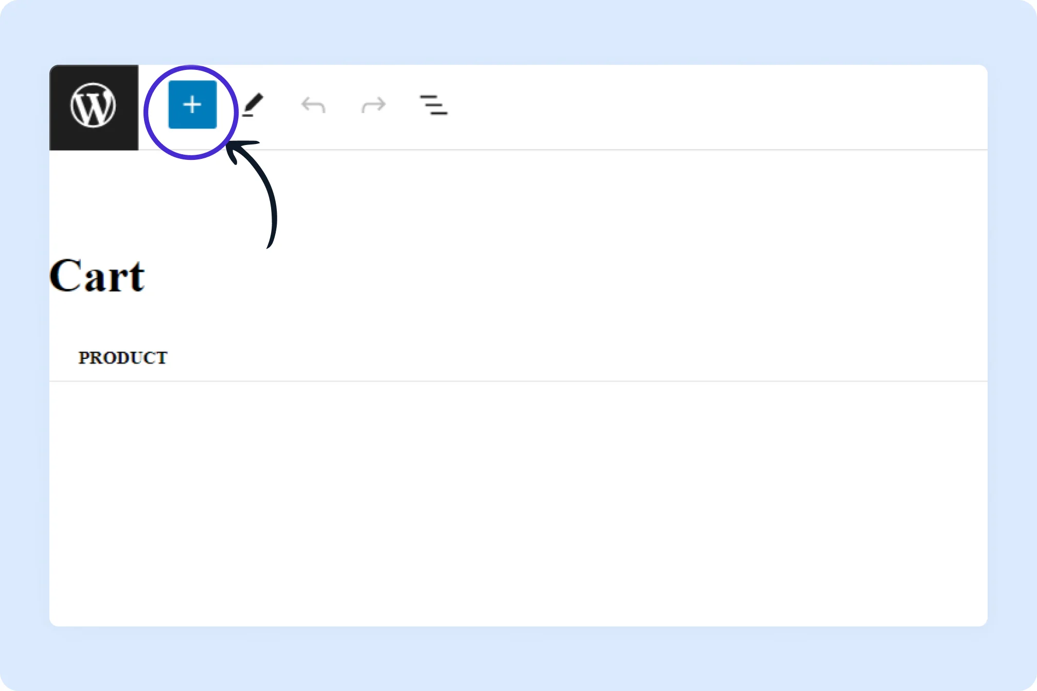 Click on the + button to add the code